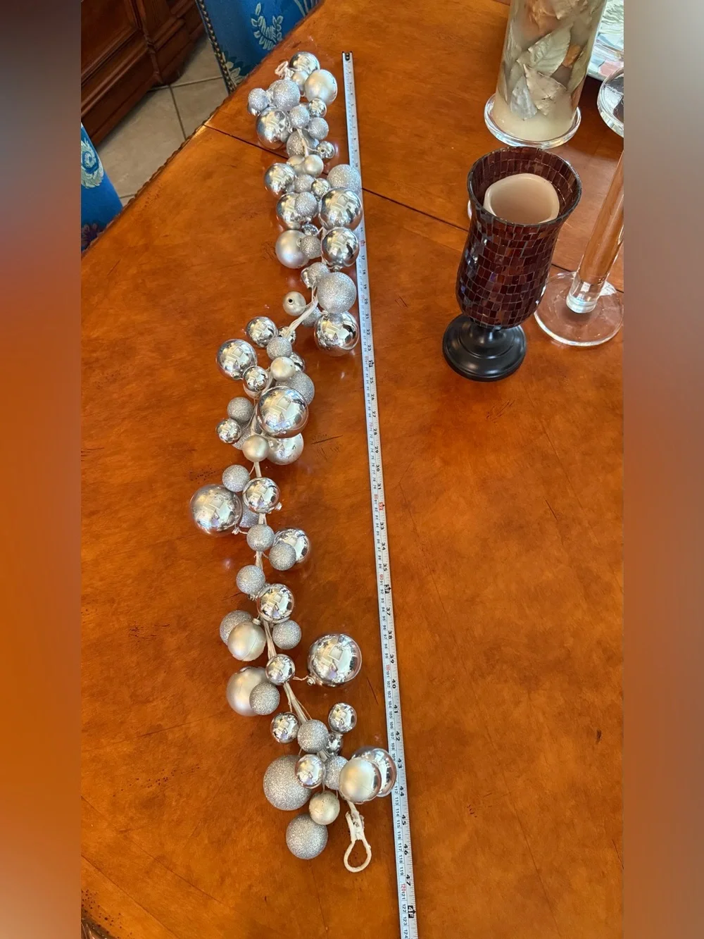 Silver Christmas Ball Ornament Garland Strand